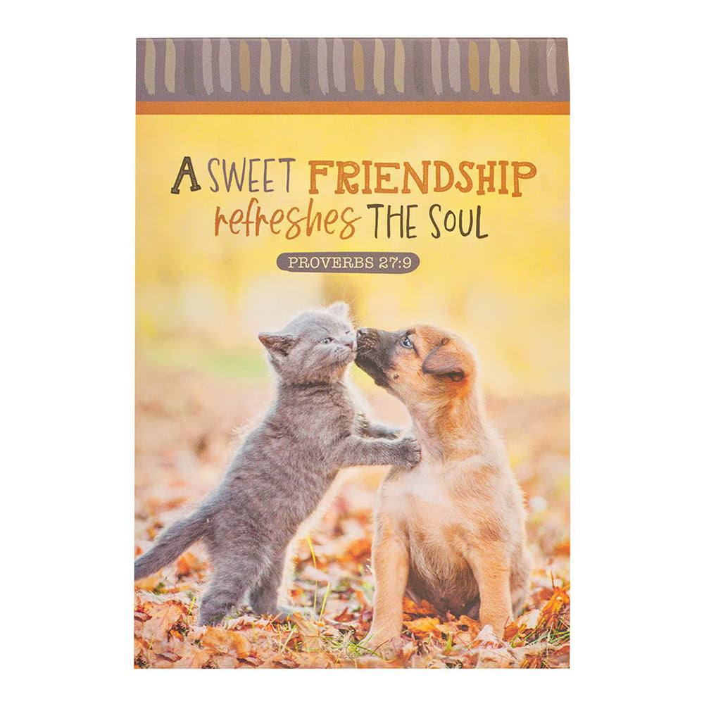 A Sweet Friendship Fall Puppy and Kitten Notepad
