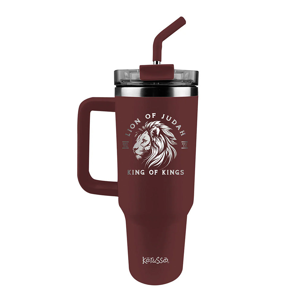 Lion of Judah Stainless Steel Mug With Straw