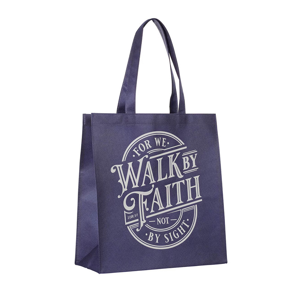 Walk By Faith Blue Reusable Non-woven Shopping Bag