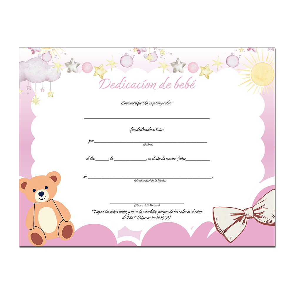 Baby Dedication Certificate