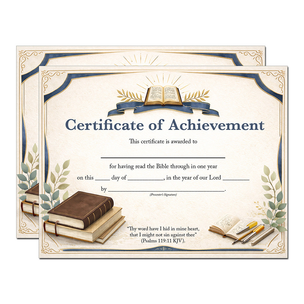 Bible Reading Certificate