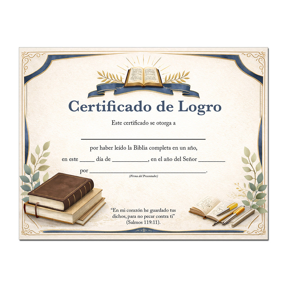 Bible Reading Certificate
