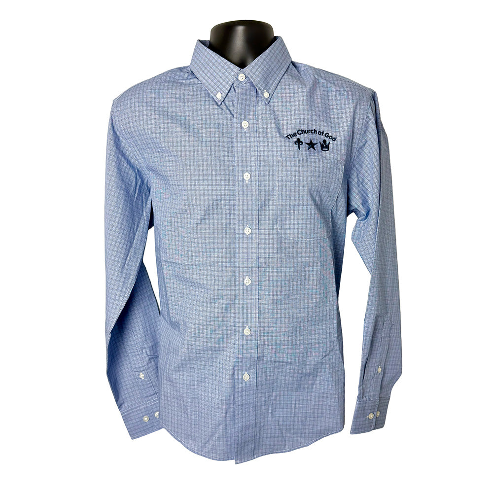 Church Logo Long Sleeve Button Down Plaid Shirt - Mens