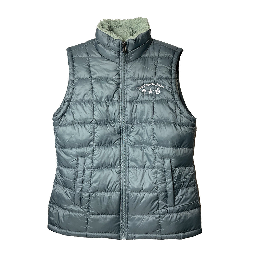 Church Logo Sherpa Lined Puffer Vest - Womens