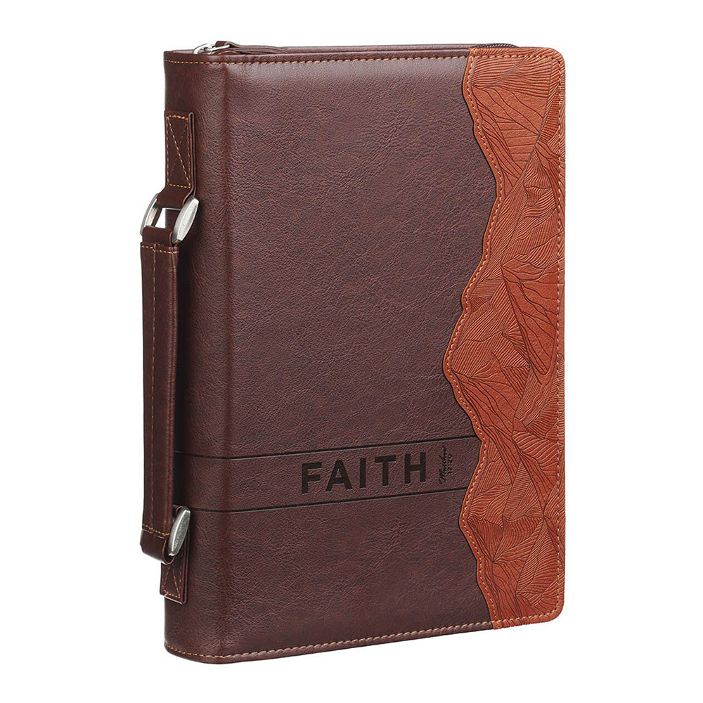 Faith Burnt Chestnut Brown Faux Leather Classic Bible Cover