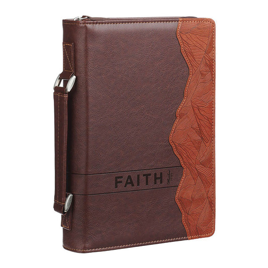 Faith Burnt Chestnut Brown Faux Leather Classic Bible Cover