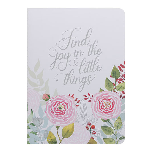 Find Joy in the Little Things Pink Floral Large Notebook
