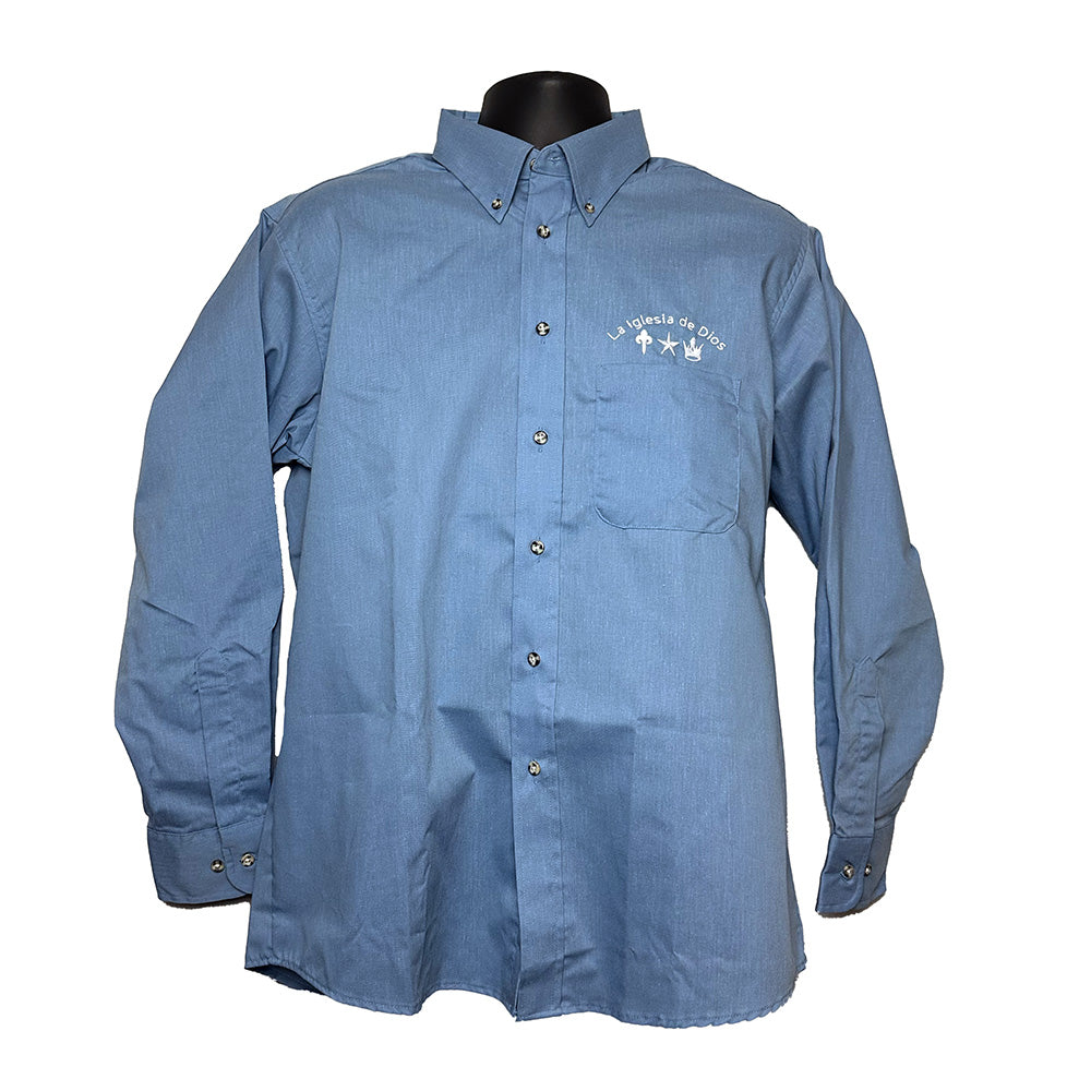 Church Logo Long Sleeve Button-Down Shirt - Light Blue