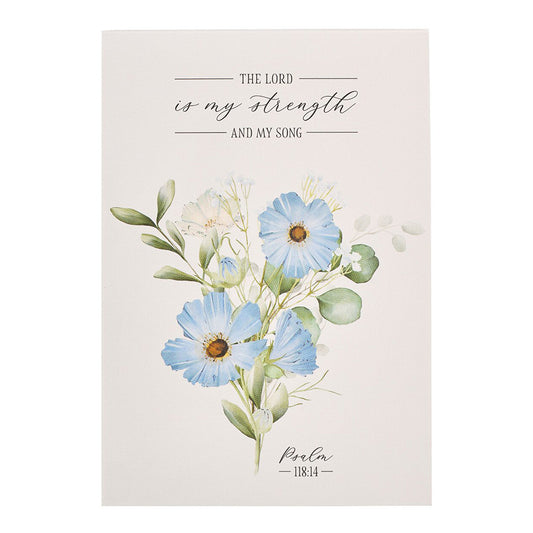 My Strength and My Song Blue Floral Notepad