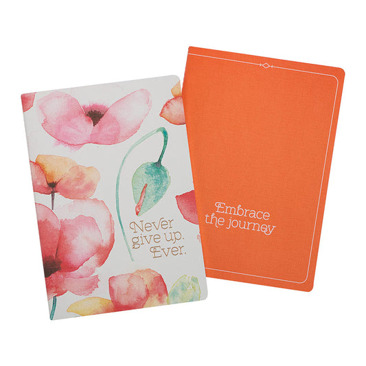 Never Give Up Coral Poppies Notebook Set