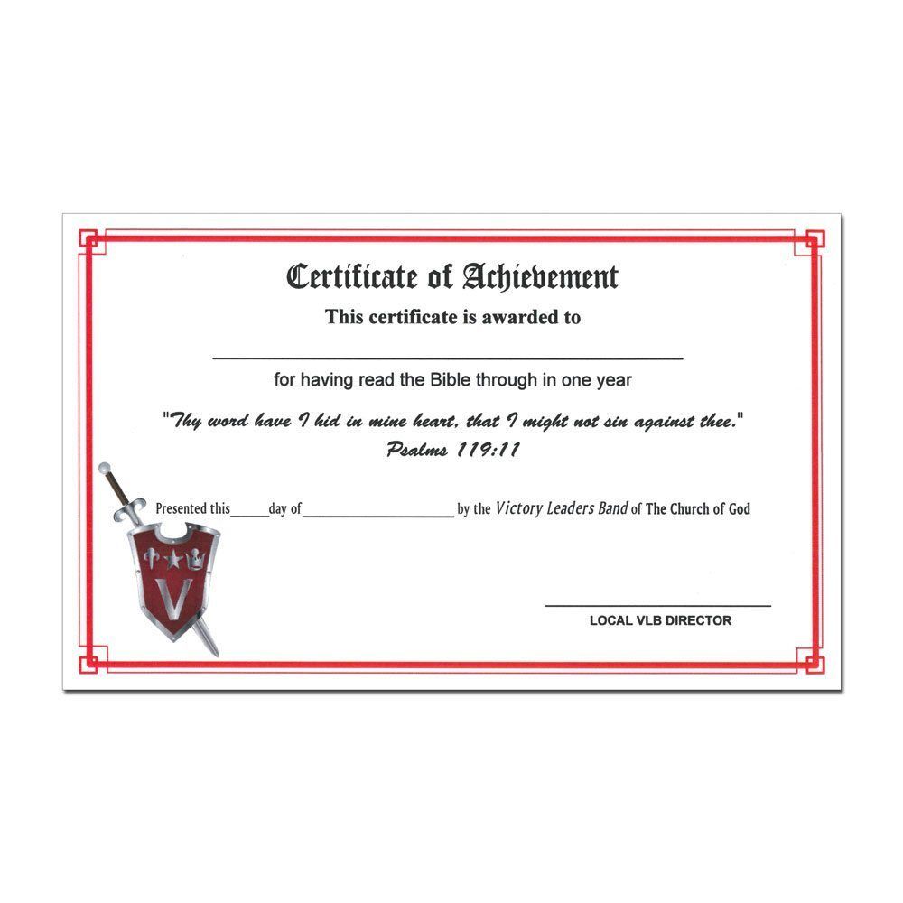 Bible Reading Certificate