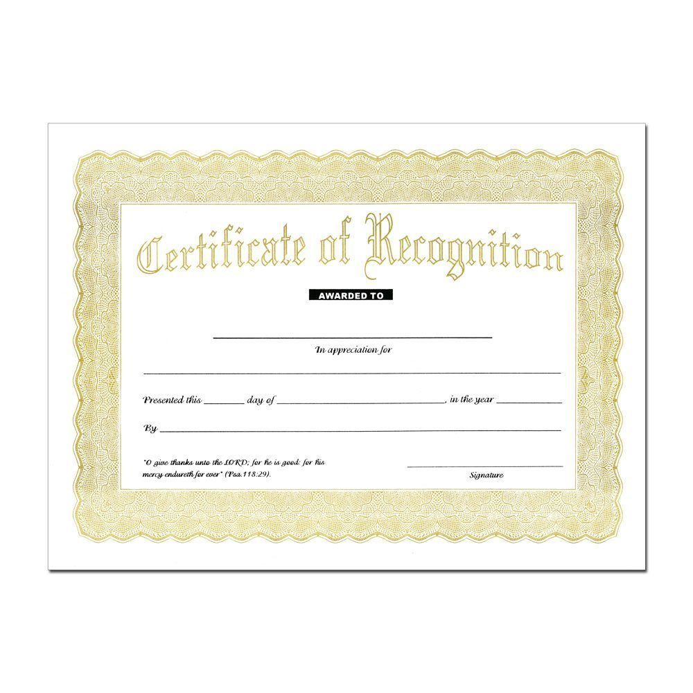 Special Recognition Certificate