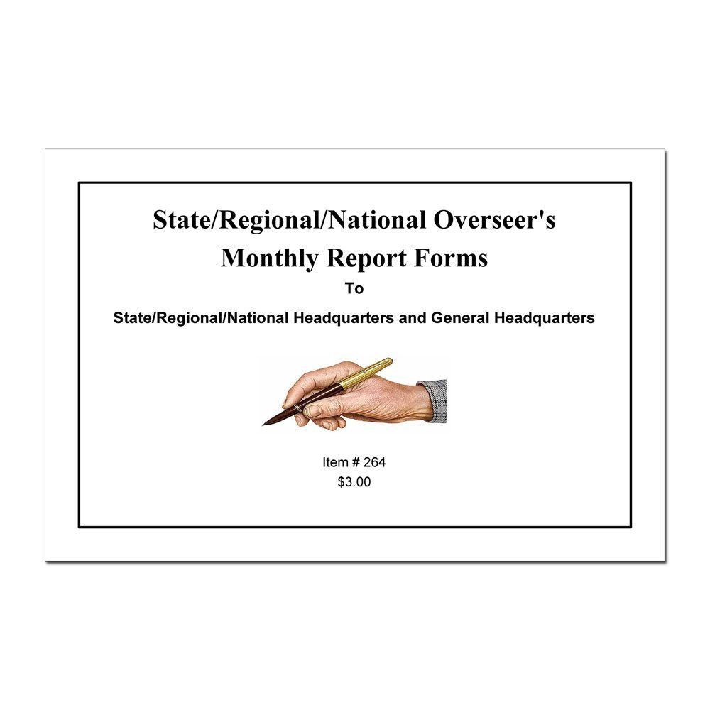 State/Regional/National Overseer's Monthly Report Forms